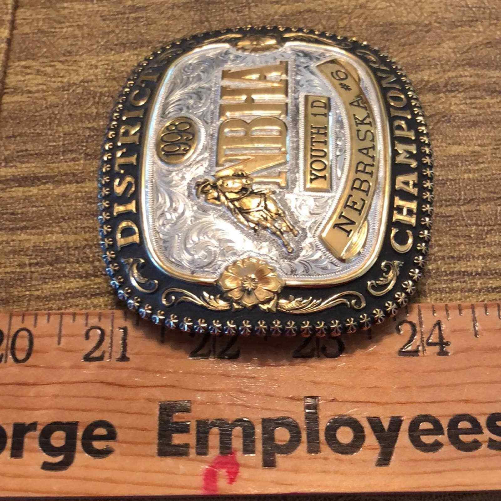 VTG Vintage Gist Bronze NBHA National Barrel Horse Nebraska Champion Belt Buckle