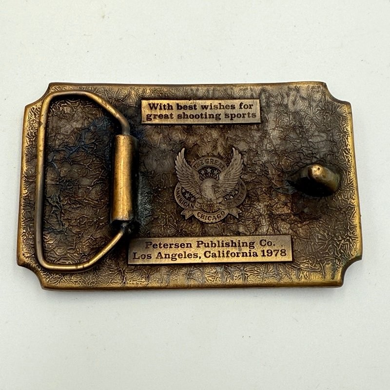 Petersen Publishing Guns Ammo Eagle Gold Tone Belt Buckle 3.5&Prime;x2.25&Prime; 1978