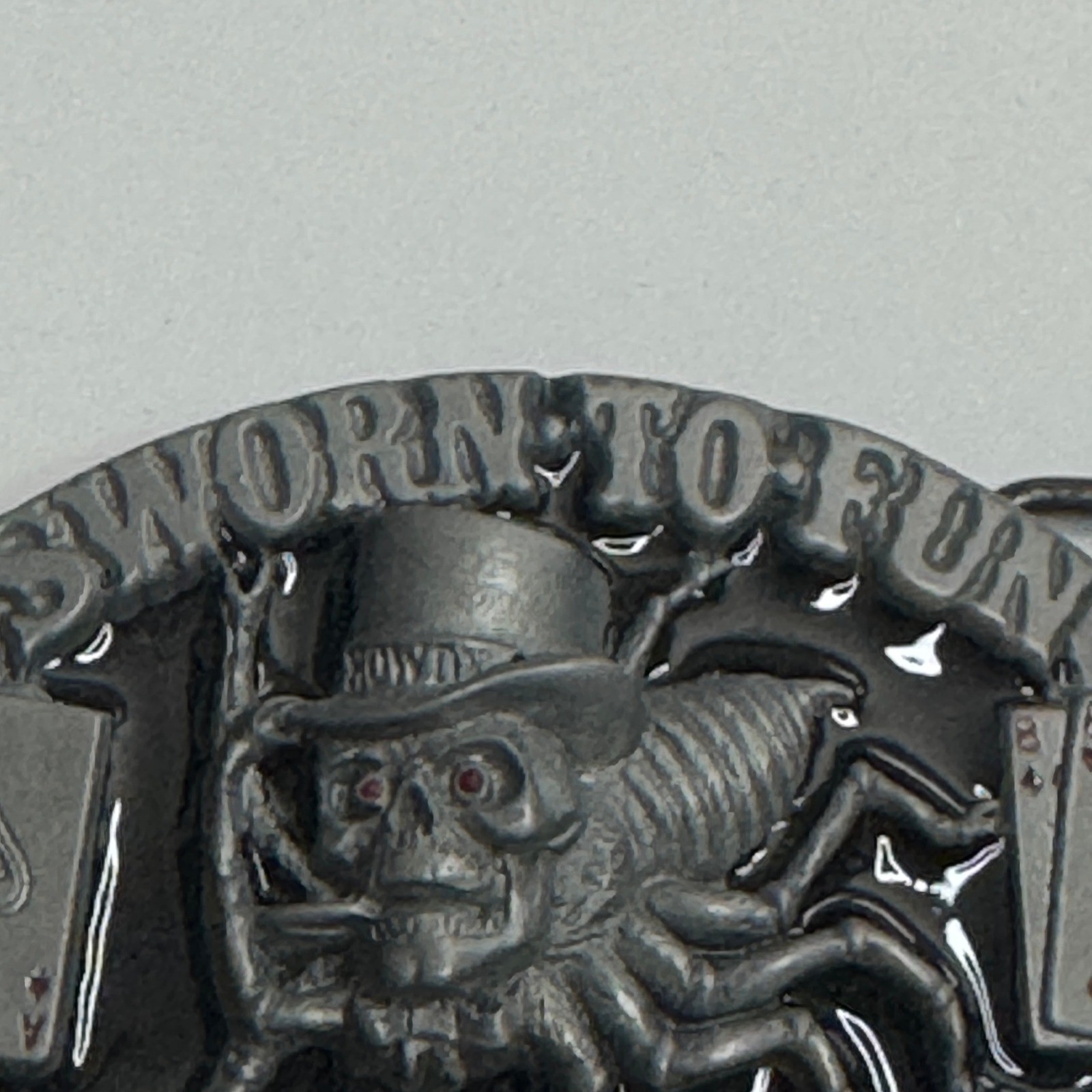 Skull Spider Belt Buckle Sworn to Fun Loyal to None Poker Cards Pewter 1995