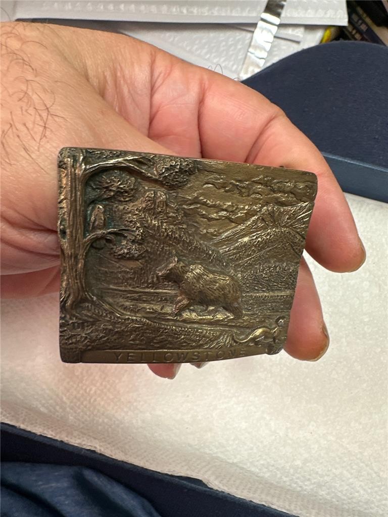 Vintage Yellowstone Bear Brass Belt Buckle by Spec-Cast Denver 5776