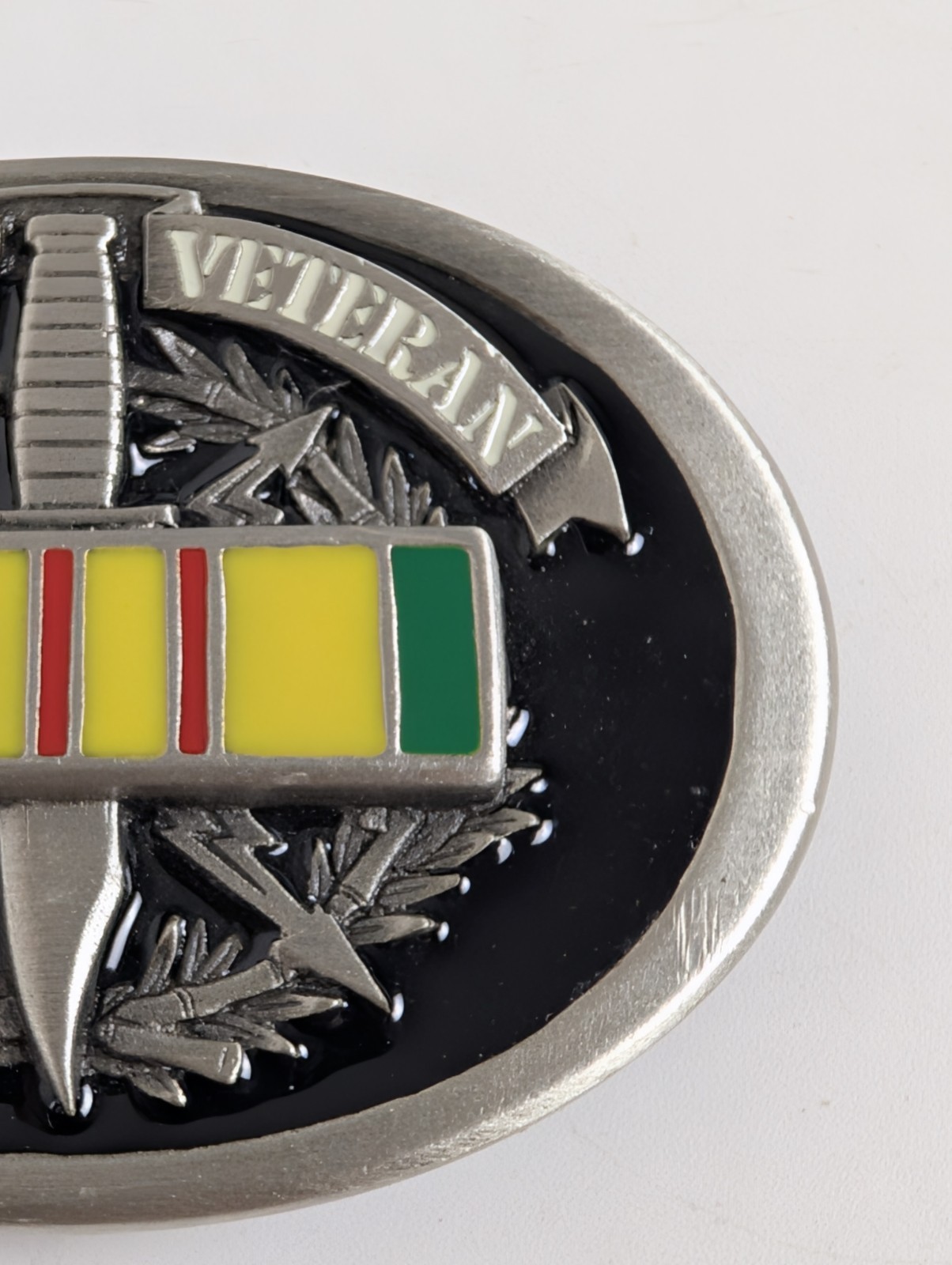 Vintage 1996 Vietnam Veteran Belt Buckle GAP 4360 Service Ribbon Pewter USA