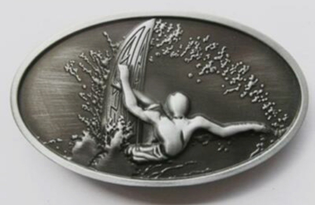 New surfer surfing surf ocean wave hawaiian silver hawaii hawaiian Belt buckle