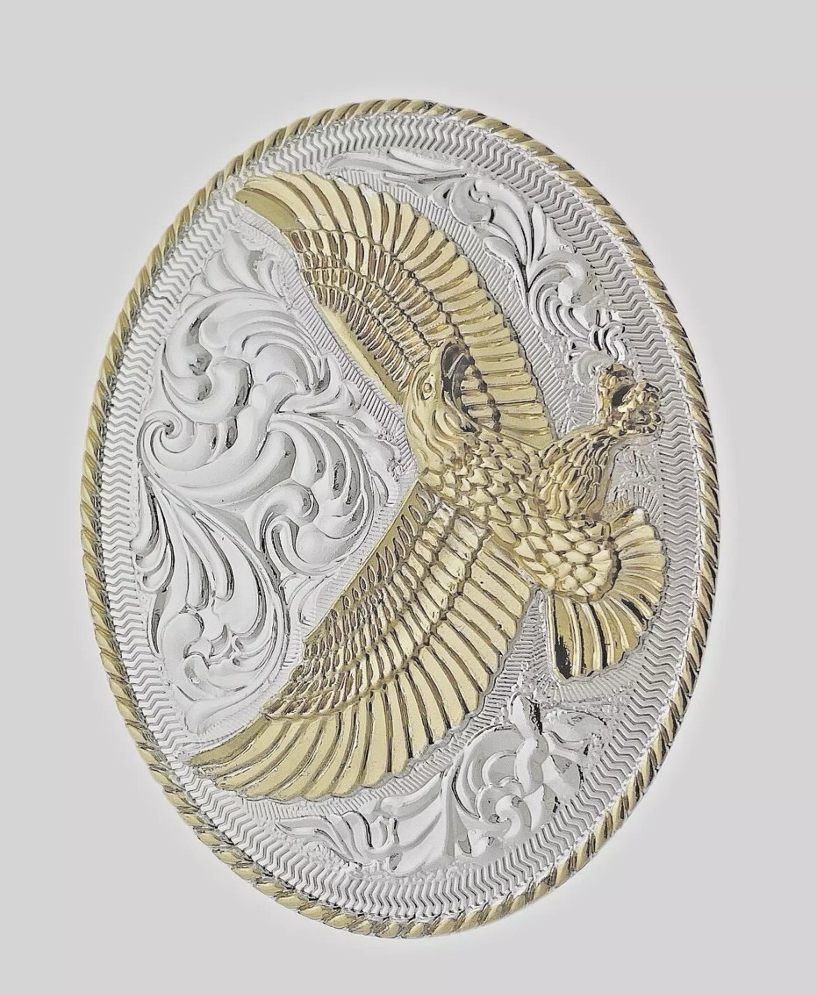 Eagle Belt Buckle New Men Gold Engraved Silver Metal Western Style Cowboy Rodeo