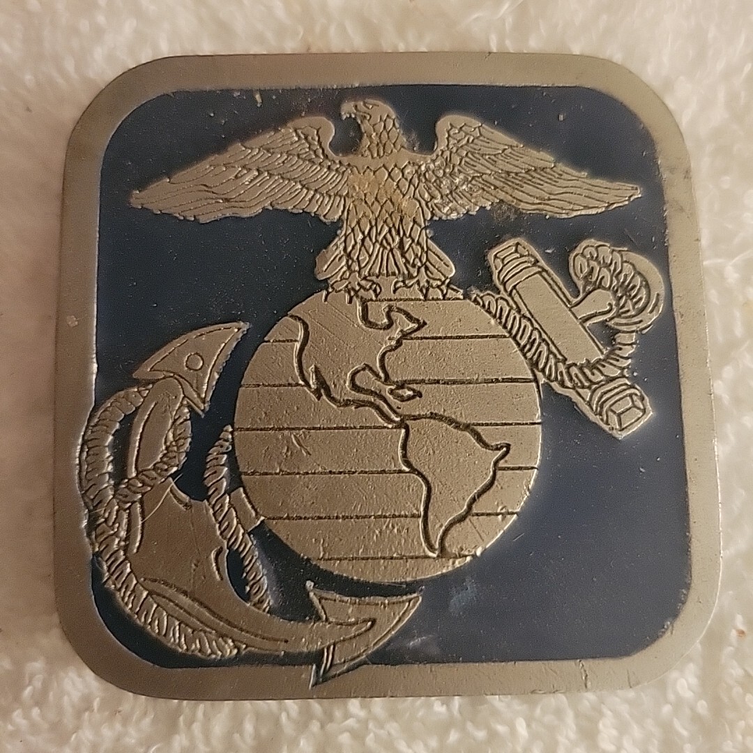 1978 INSTYLE USA Marine Belt Buckle No.1224 Heavy Brass With Enamel Face
