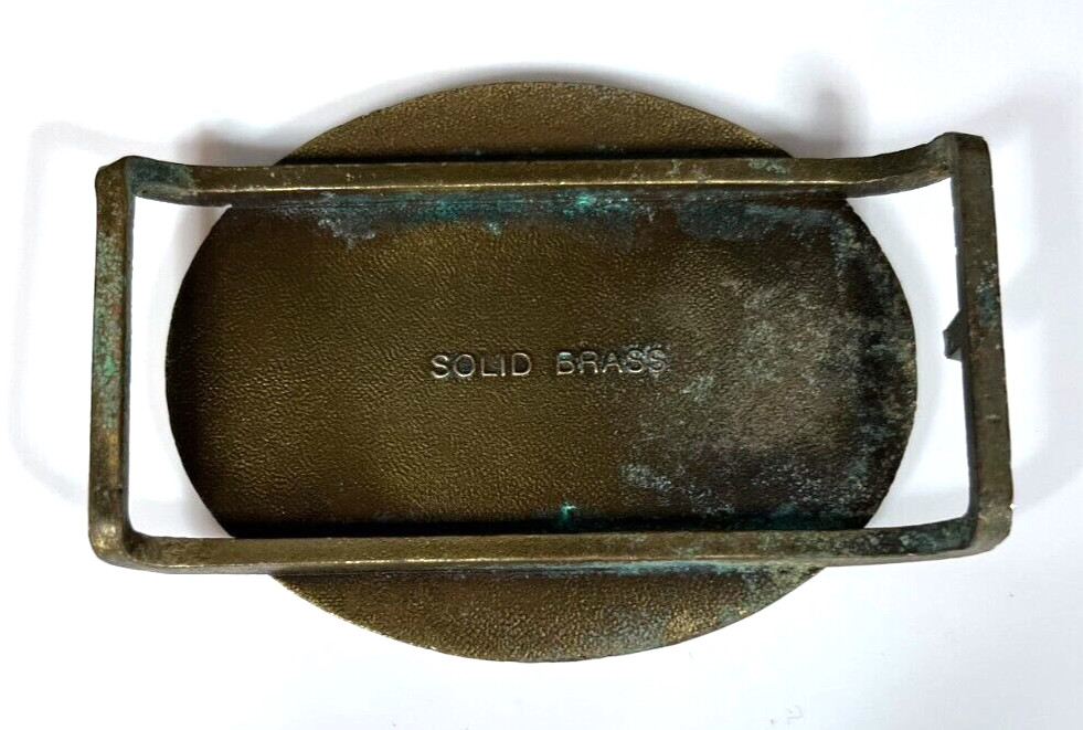 Vintage PFT Roberson Pre-Fab Transit Co. Solid Brass Slip Through Belt Buckle