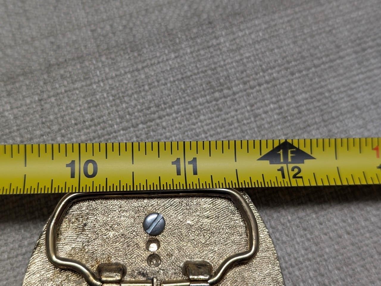 vintage GOLD FLAKE belt buckle HANDCRAFTED epoxy feather WESTERN cowboy indian