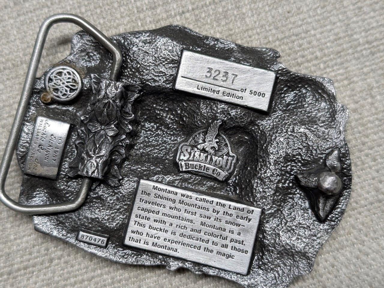 vintage MONTANA belt buckle NATIVE AMERICAN western INDIAN buffalo EAGLE cowboy