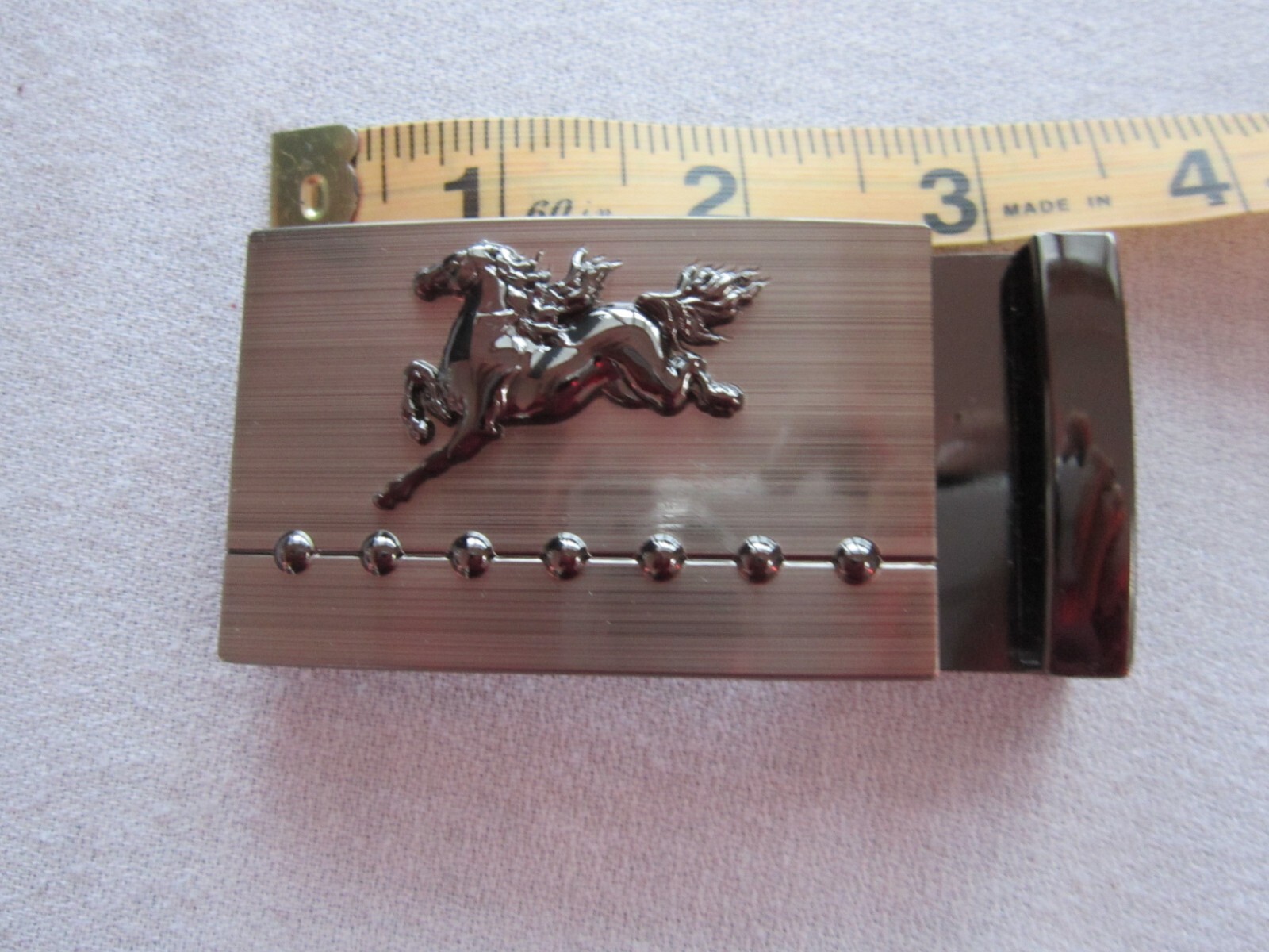 Western HORSE Bronco BELT BUCKLE Brushed METAL Slide Style Like New