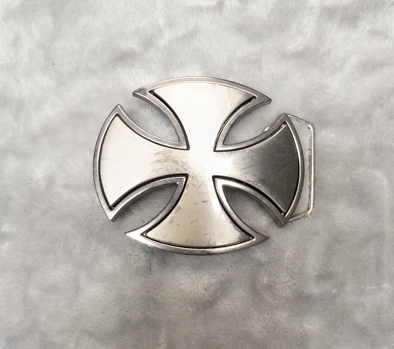 Silver Toned Oval Biker Cross Belt Buckle 3.5”x 2.75” Fits 1.75” Belt