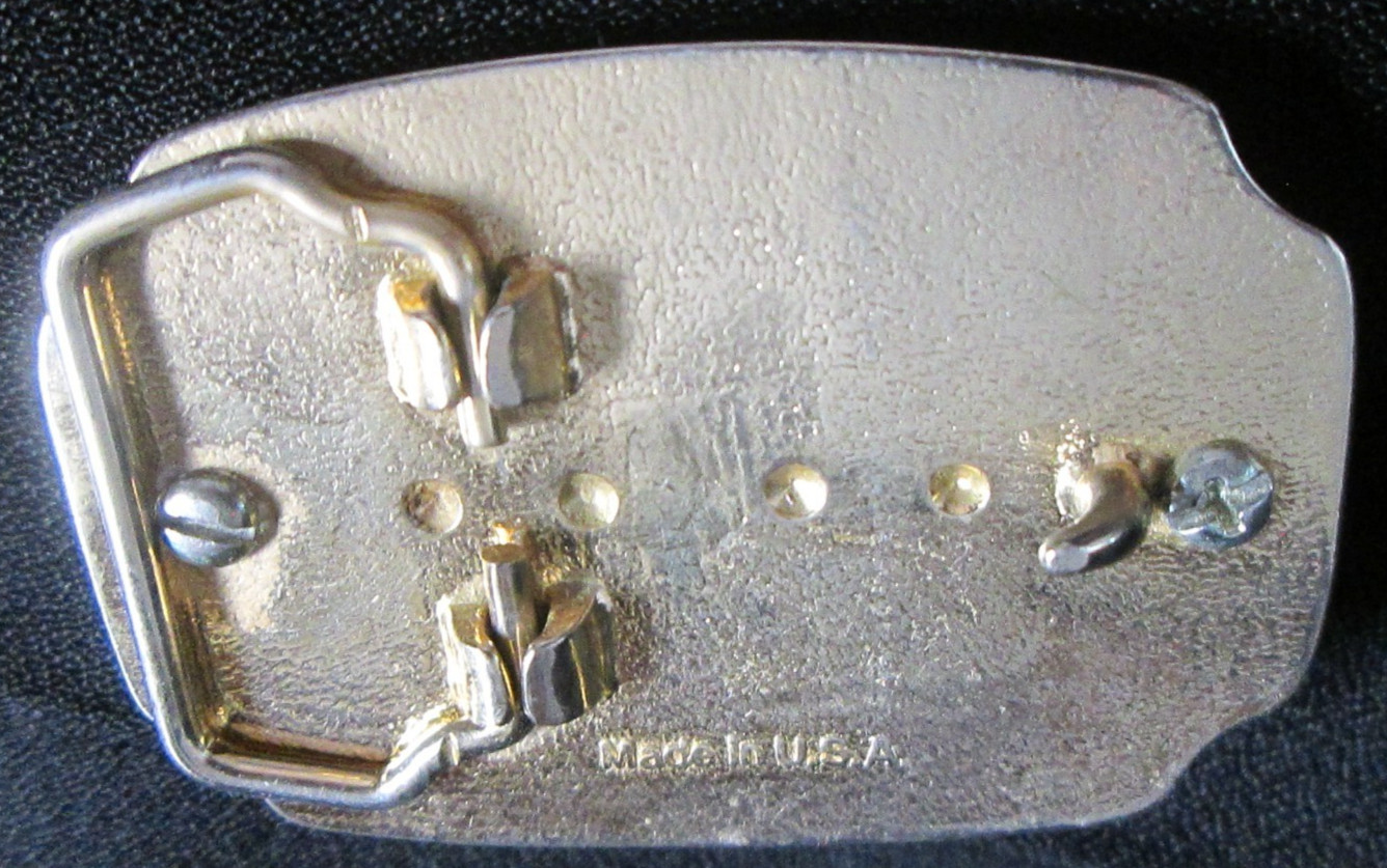 Attractive 2 1/2&Prime; Long X 1 3/4&Prime; High USA Made With Polished Stone Belt Buckle