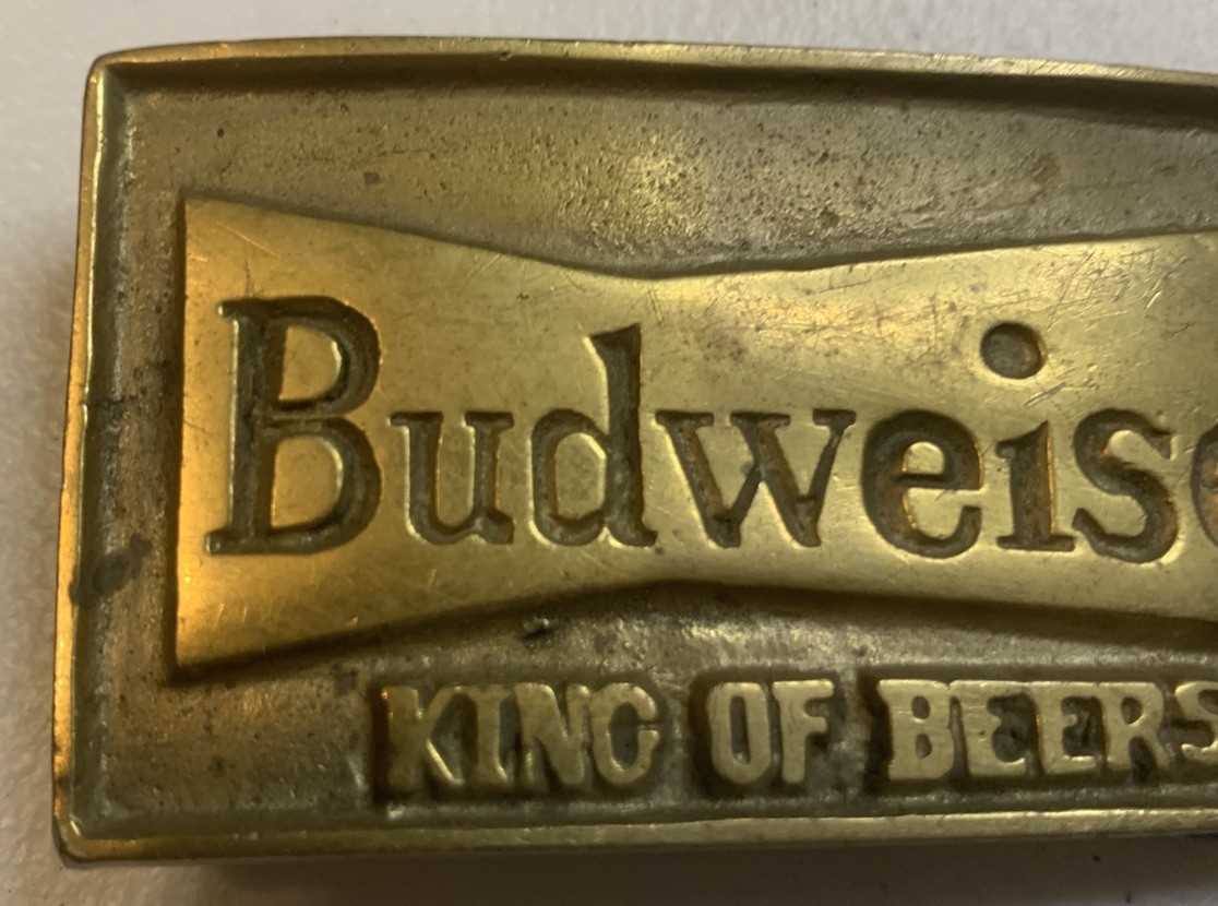 Vintage Solid Brass Budweiser belt buckle Los Angeles 683 free shipping USA