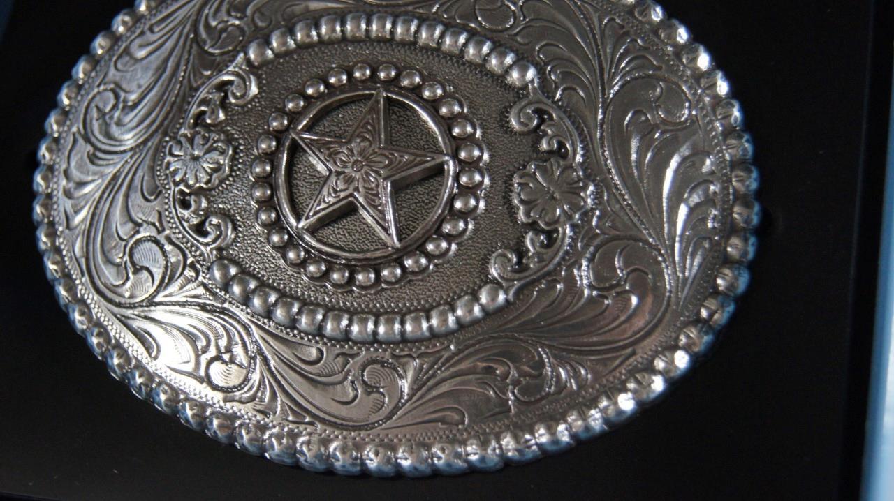 M&F Western Nocona Silver Star & Filigree Swirl Oval Belt Buckle 3756844