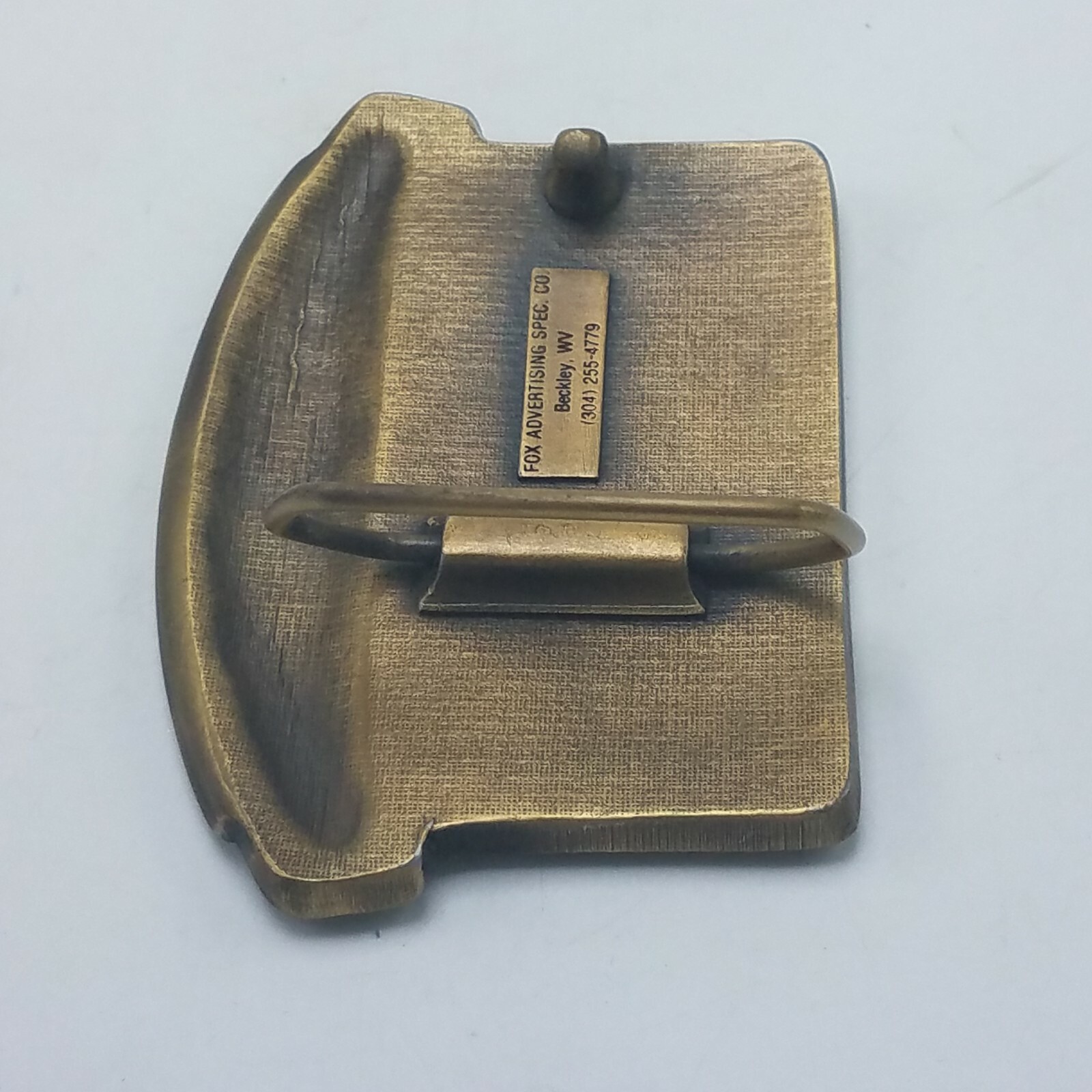 1987 HOLMES SAFETY ASSOCIATION BRASS MINING BELT BUCKLE 3 1/2&Prime; x 2 1/2&Prime; EUC