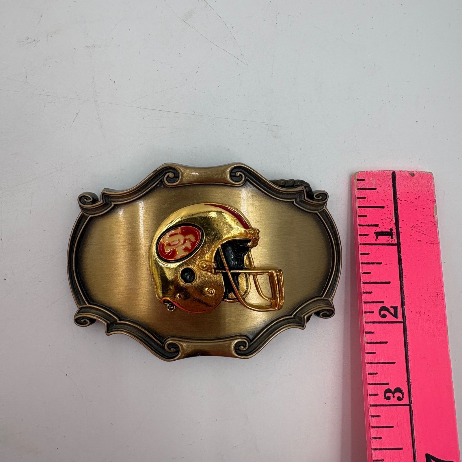 Vintage 1978 San Francisco 49ers Belt Buckle Raintree NFL Football Helmet Gold