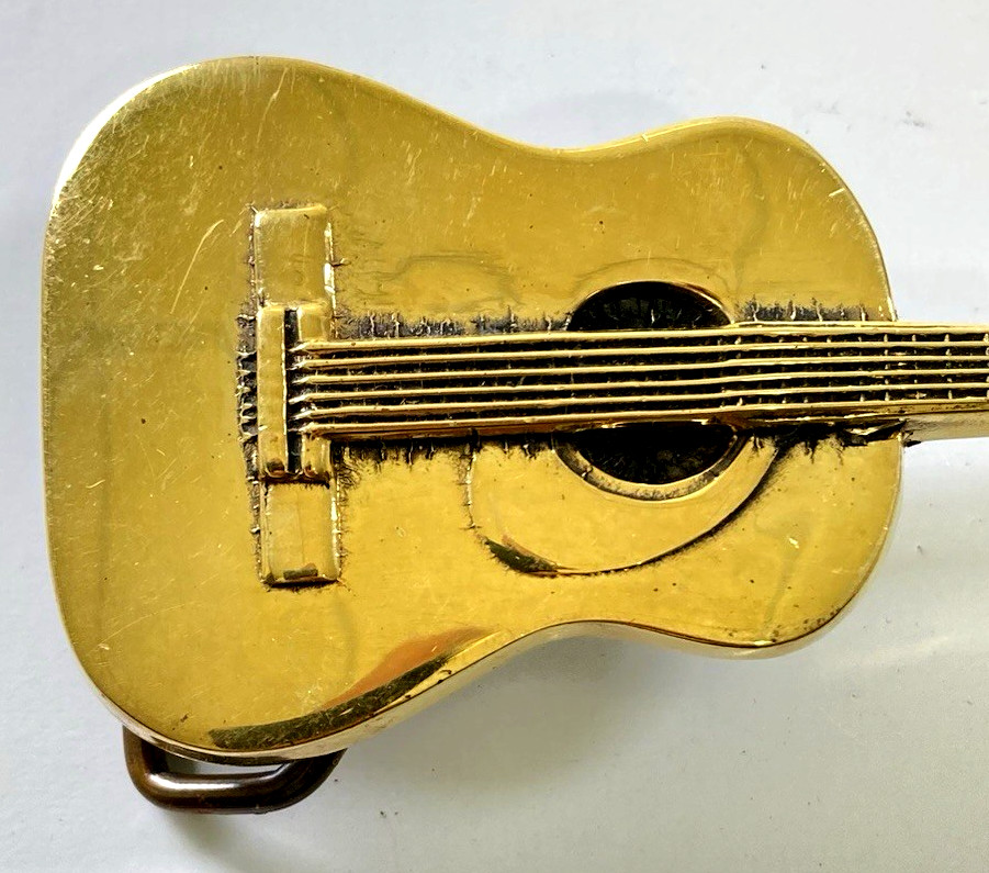 Vintage 1978, Solid Brass, Baron Belt Buckle Country Western Guitar, Free Ship