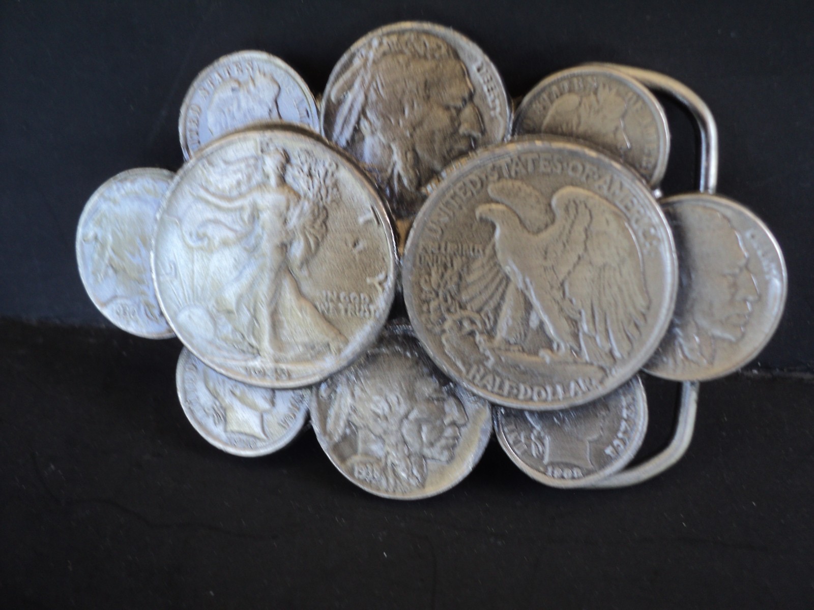 The Great American Buckle Co. Serial # 1038 U.S. Coin Cluster Belt Buckle 1983.