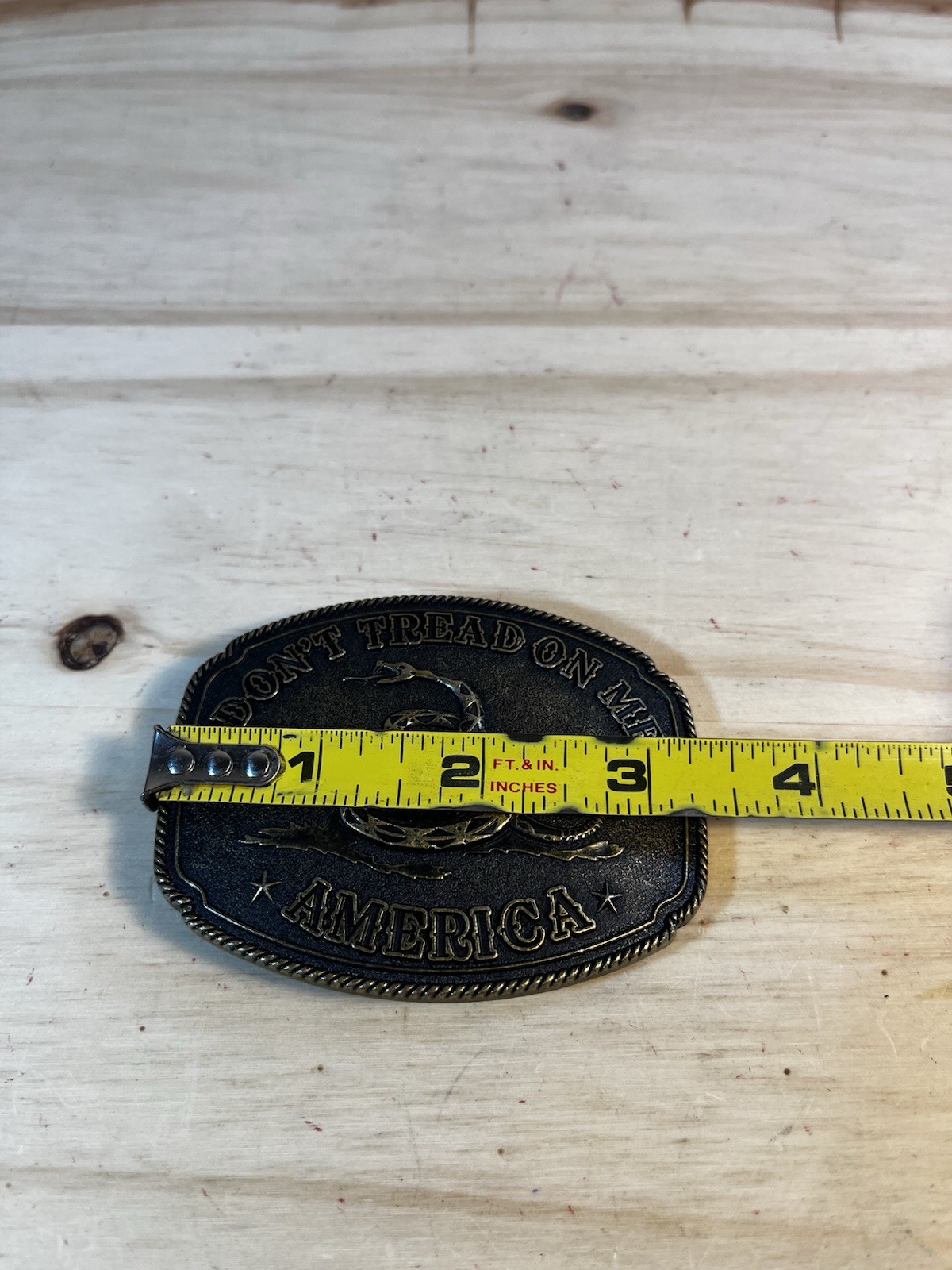 America Don&rsquo;t Tread On Me Gadsden Flag Snake Belt Buckle Antique Bronze Tone