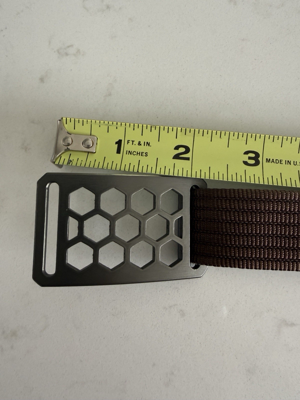 Grip6 Gray Honeycomb Buckle w/ Brown 1” Wide Tactical Nylon Belt – 48&Prime; Long