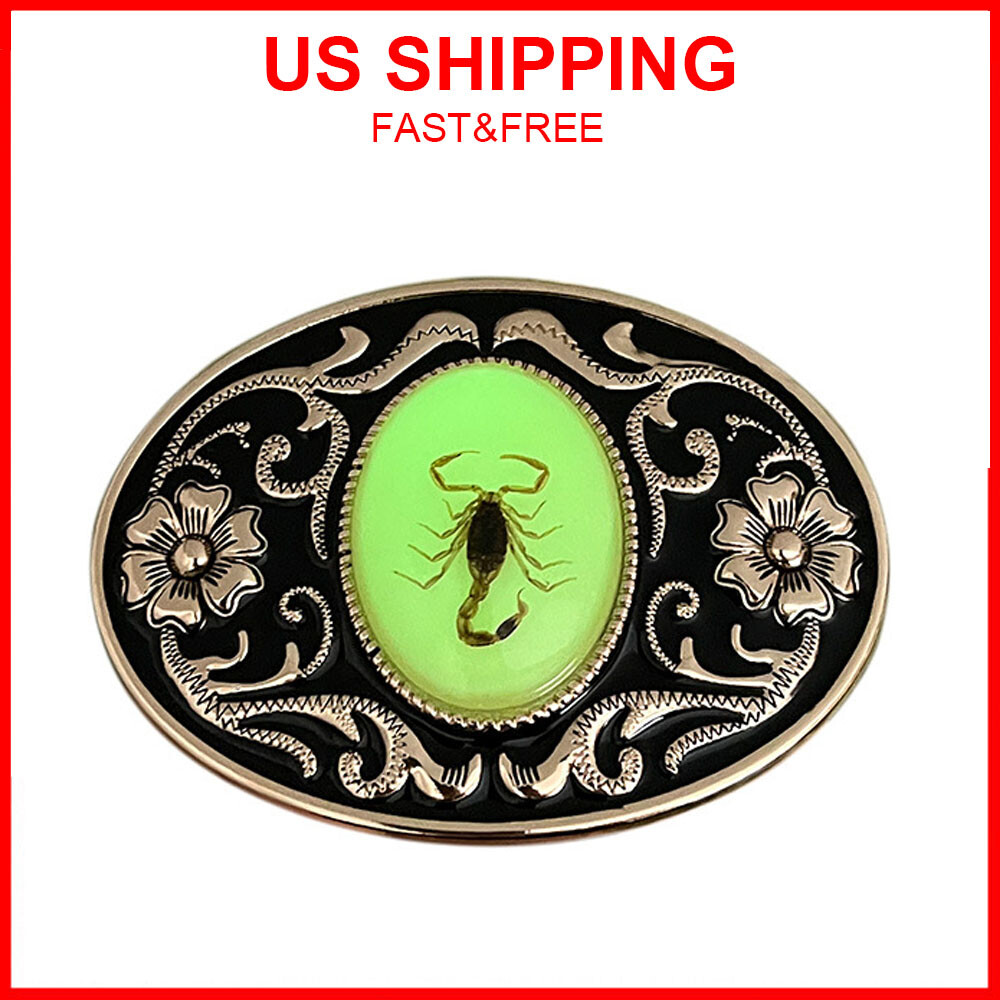 Belt Buckle Men Luminous 3D Scorpion Western Cowboy Belt Buckle for Unisex NEW