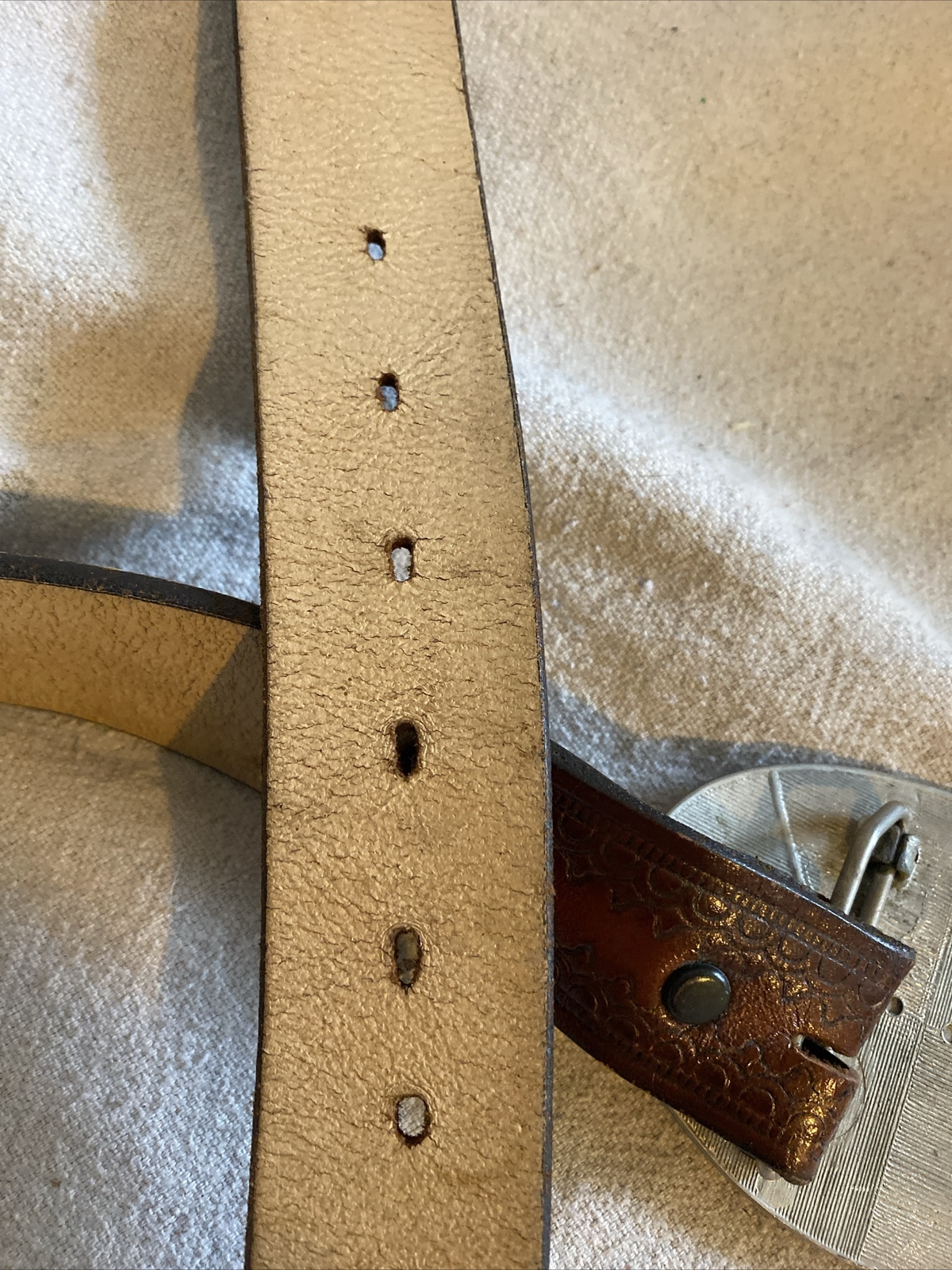 1976 Leather Bicentennial Silver Liberty Belt And Buckle Eisenhower 50” X 1.5”