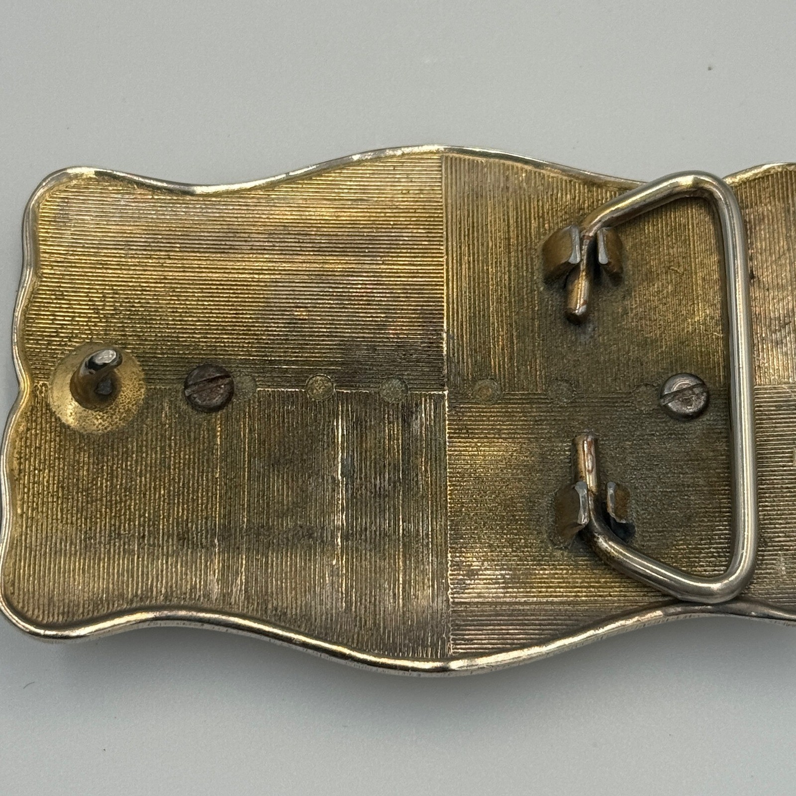 Vintage Western Belt Buckle Two Tone Stone Center