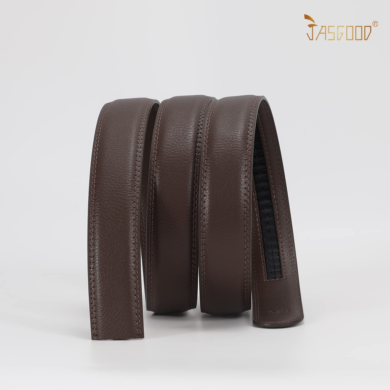 JASGOOD Men&rsquo;s Leather Ratchet Belt Strap Suit Pant Size 28&Prime;-44&Prime;, C-coffee