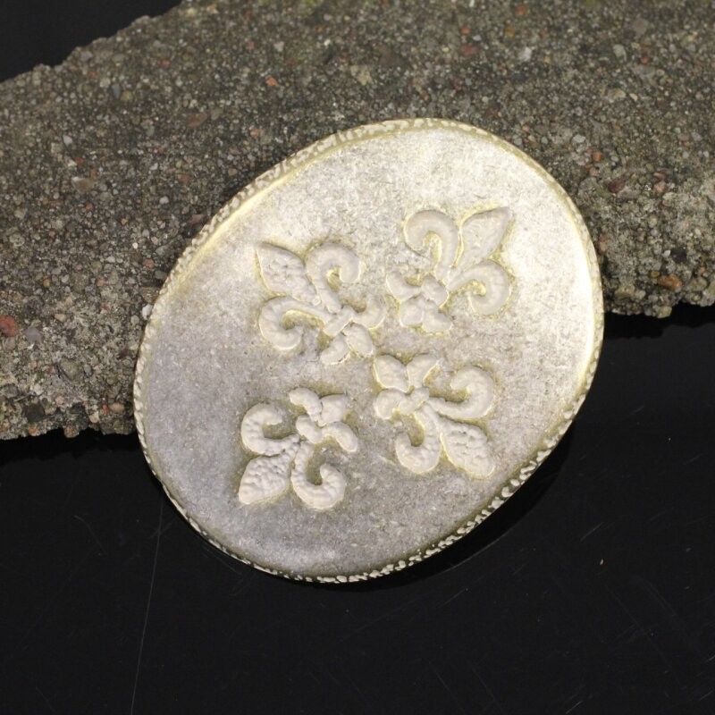 Fleur de Lys Quartet Belt Buckle in Gold Mother of Pearl – Handmade Buckle