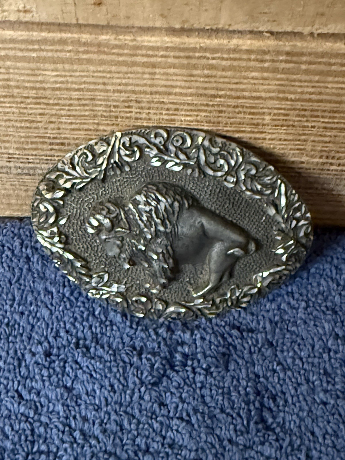 Vintage EGE American Bison Pewter Belt Buckle Buffalo 1993 Made In USA