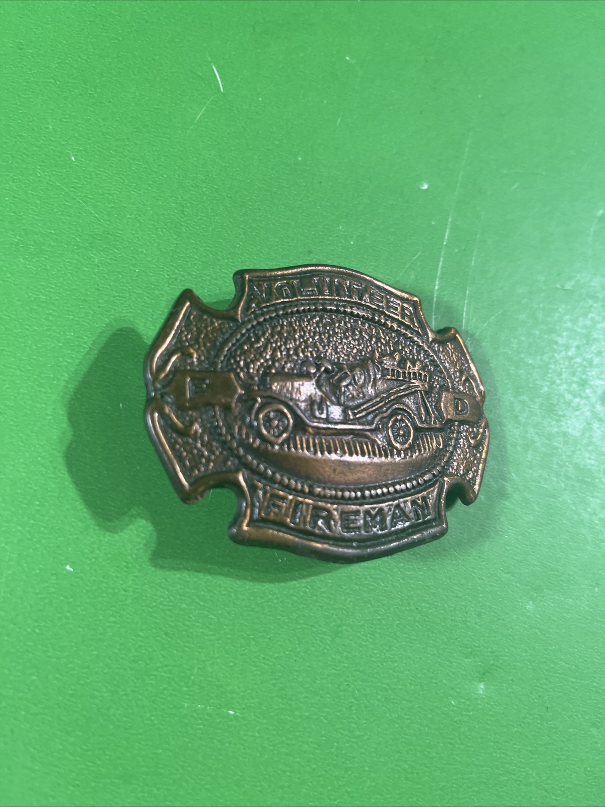 Volunteer Fireman Belt Buckle Vintage First Responders Rural FD VFD Firetruck