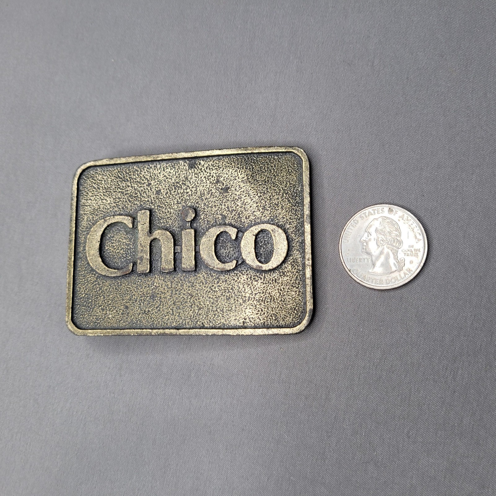 Chico Belt Buckle Mens One Size Antique Brass Tone Rectangular Western Cowboy CA