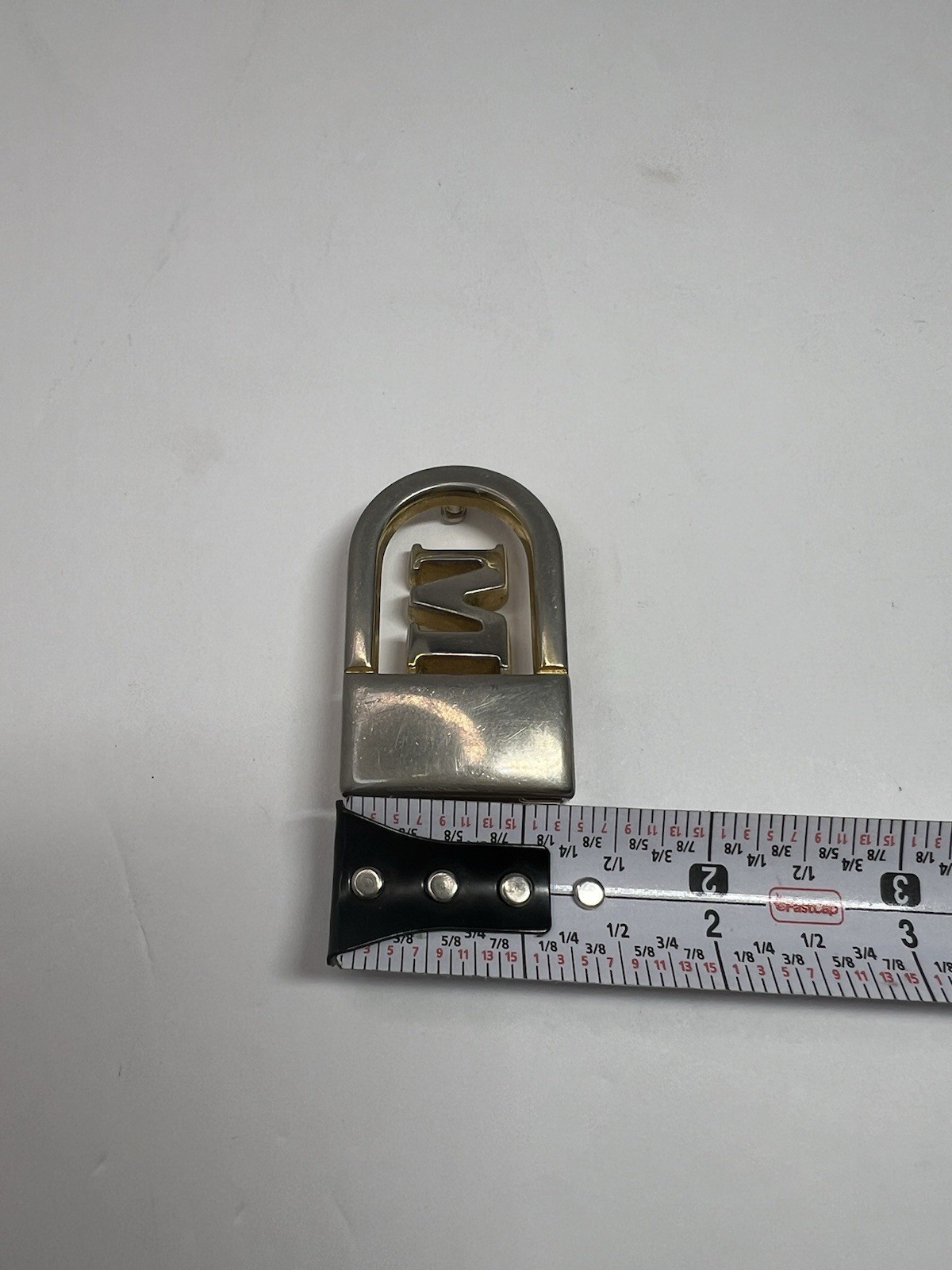 VTG Pat Pending Initial M Monogram Two Tone Gold Silver Belt Buckle Italy