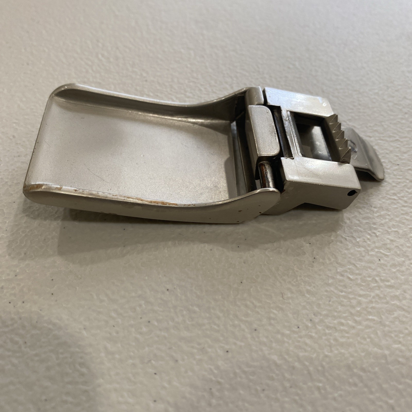 Belt Buckle Marked “Italy” Lion Face In Round, Scrolled Circle