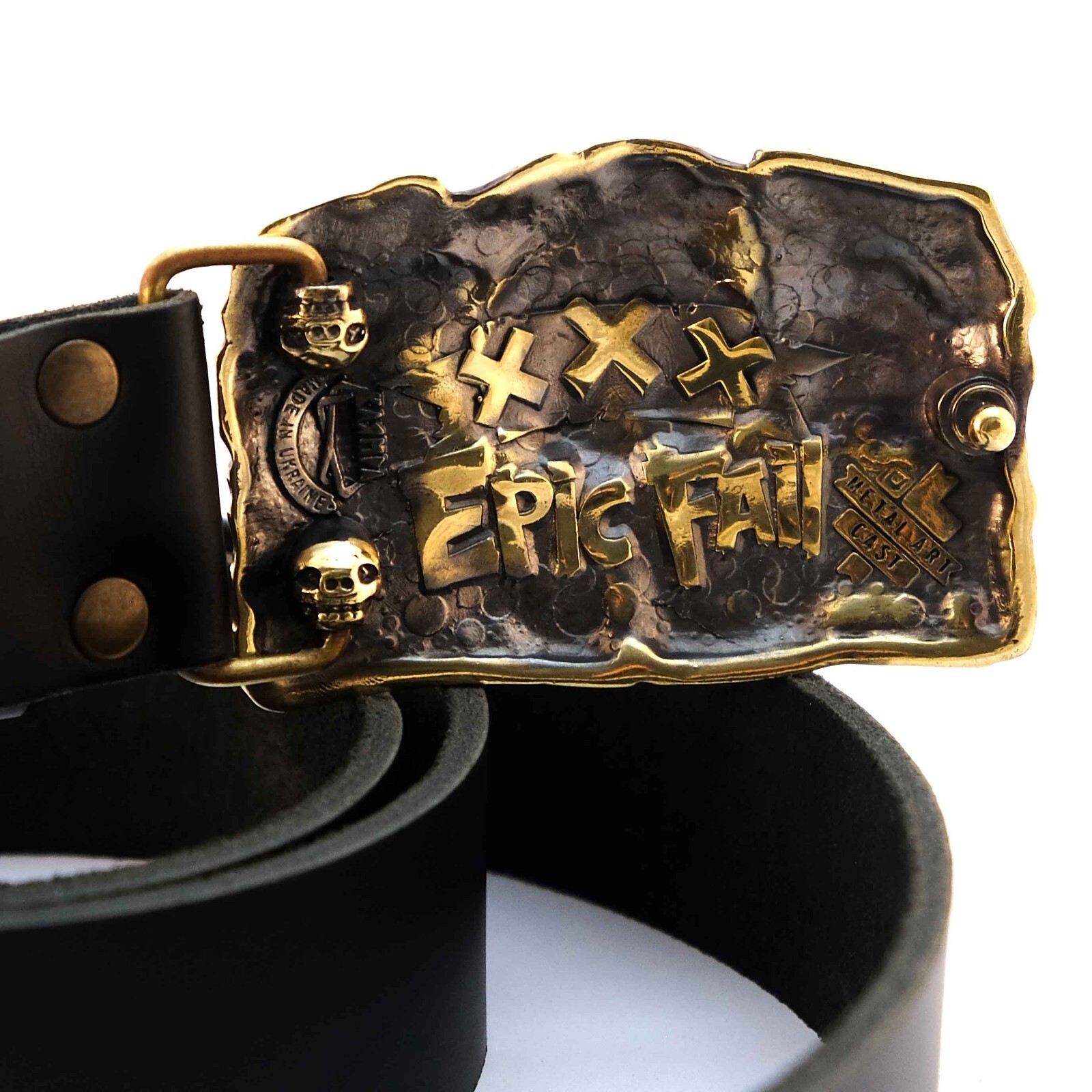 Belt buckle Angry Skulls, Solid brass handmade belt buckle with birds skulls