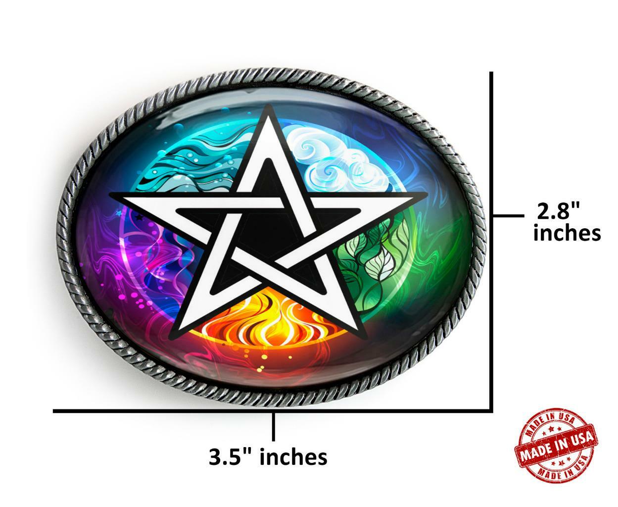 Magic Pentagram Wiccan Elements Pentacle Handmade Artisan Belt Buckle