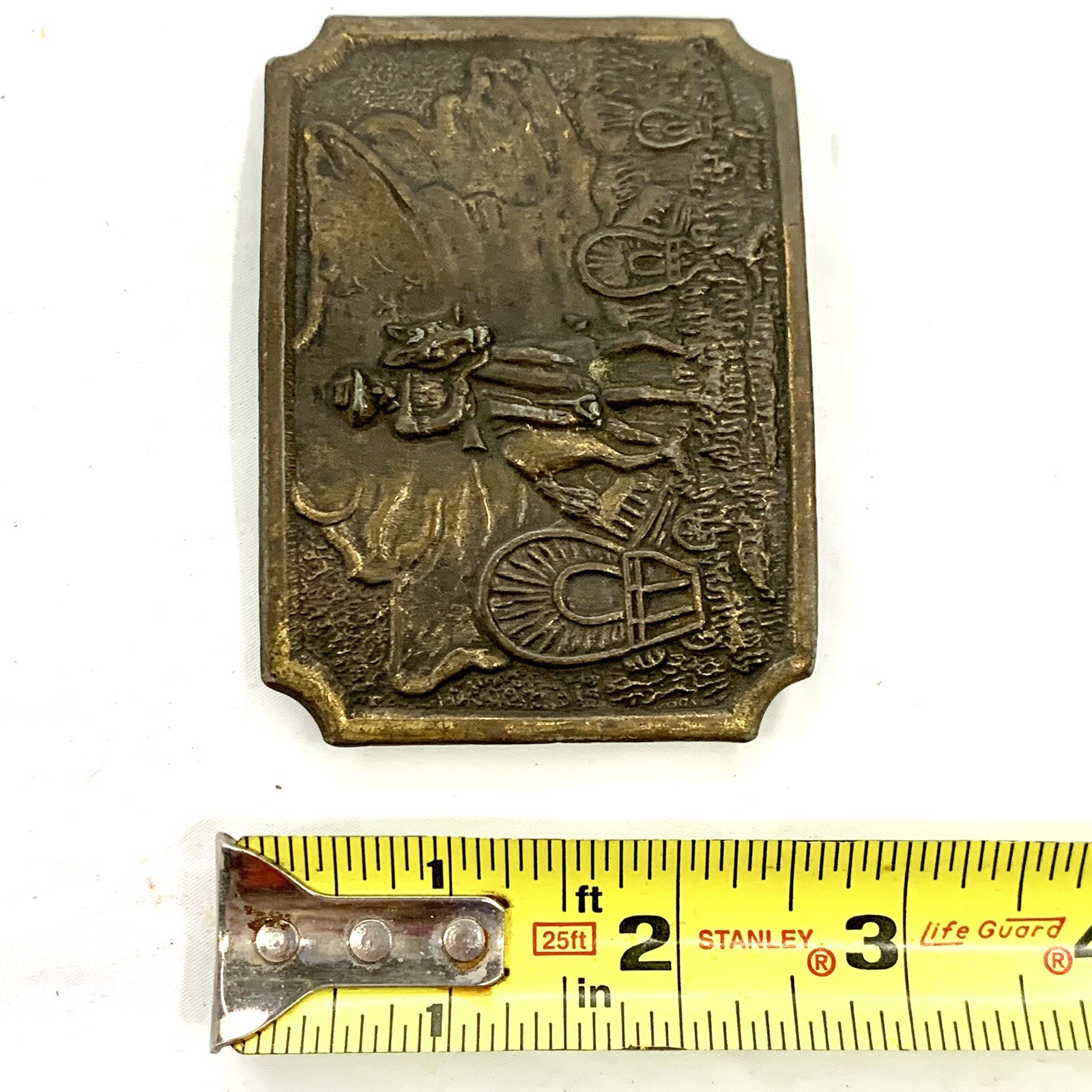 Vintage Western Belt Buckle Pioneers Wagon Train Trail Cowboy Horse