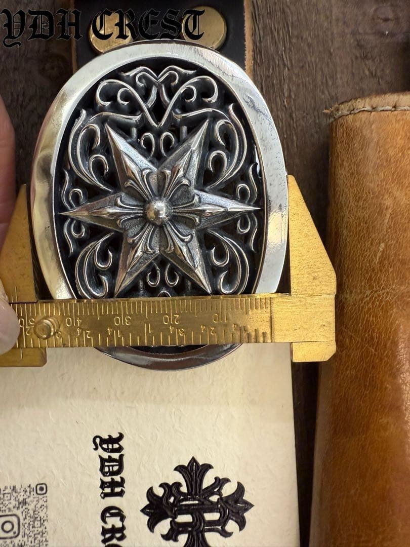 Gothic Star Belt Buckle Silver Tone Ornate Oval Biker 2.4oz【DDKRO】