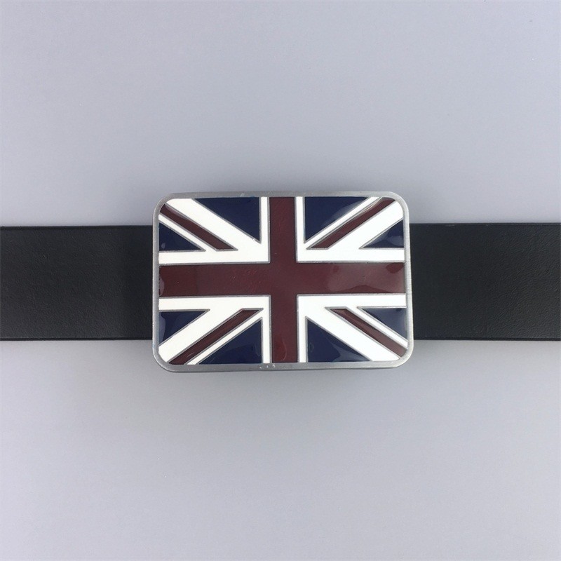 Vintage Style Enamel UK Union Jack Flag Rectangle Belt Buckle