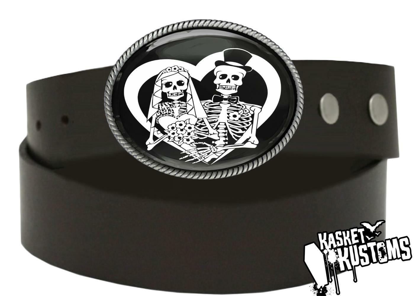 Sugar Skull Bride & Groom Belt Buckle – Day of the Dead Wedding Handmade Gift 66