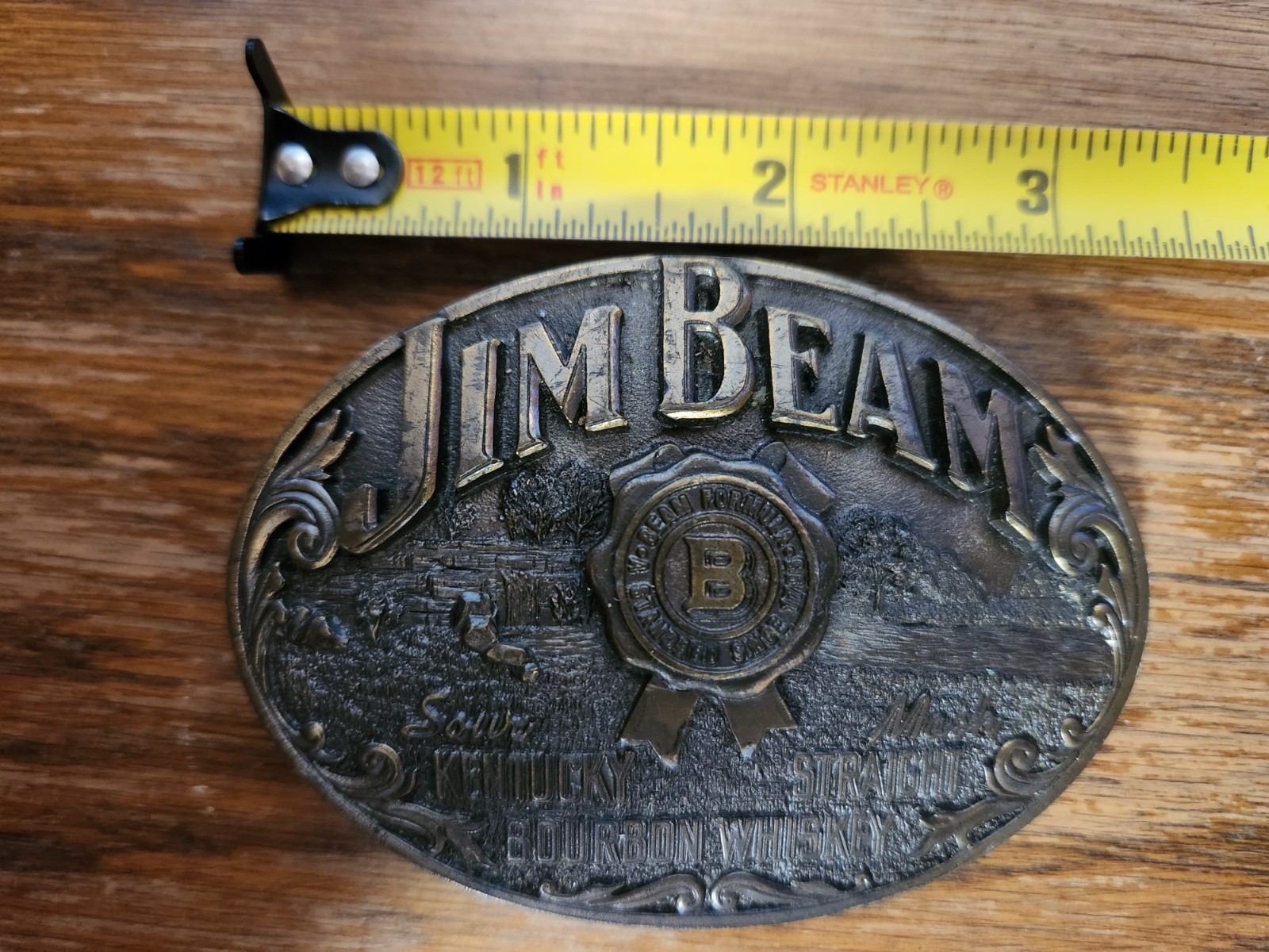 Vintage Jim Beam 1993 Limited Edition Belt Buckle Kentucky Bourbon Brass USA