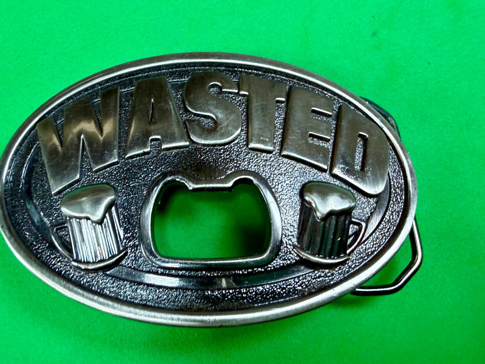 WASTED Statement Funny Novelty Silver Tone KALAN Belt Buckle with Bottle Opener