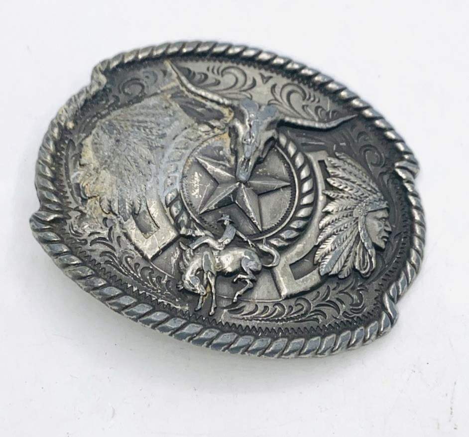 Vintage Nocona® Men&rsquo;s Oval Berry Edge Steer Skull Belt Buckle Z7