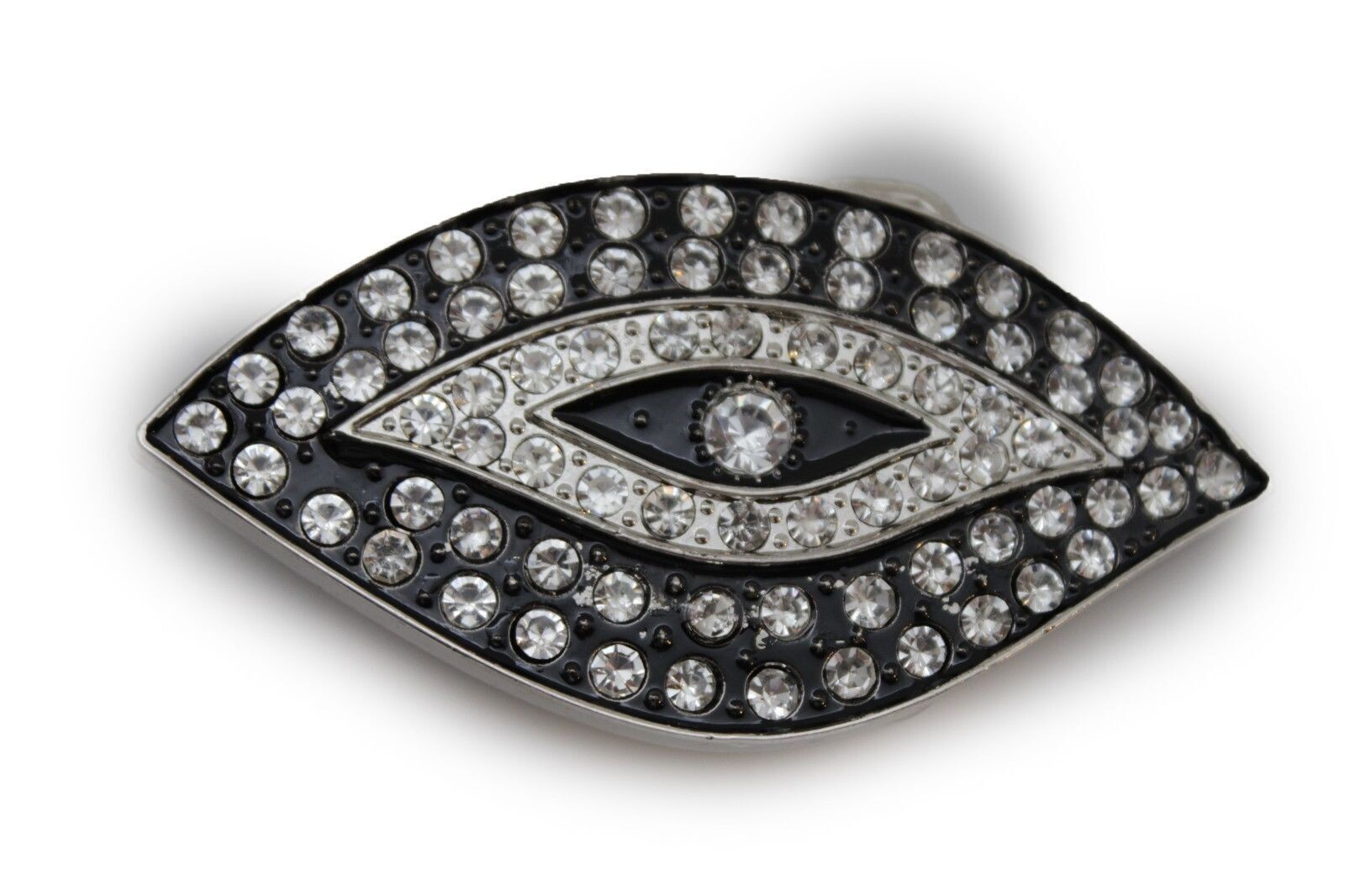 AN EYE belt buckle Men Women Black Silver Rhinestones Iced Style Rare Cowgirl