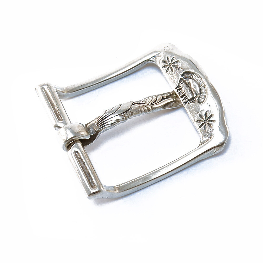 German silver belt buckle Asters, pin type Classic Petrykivka flower belt buckle