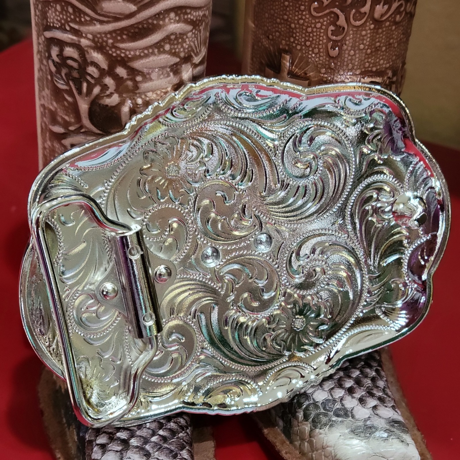 Four Aces Western Belt Buckle Cowboy Rodeo Jeans Buckle Silver-tone