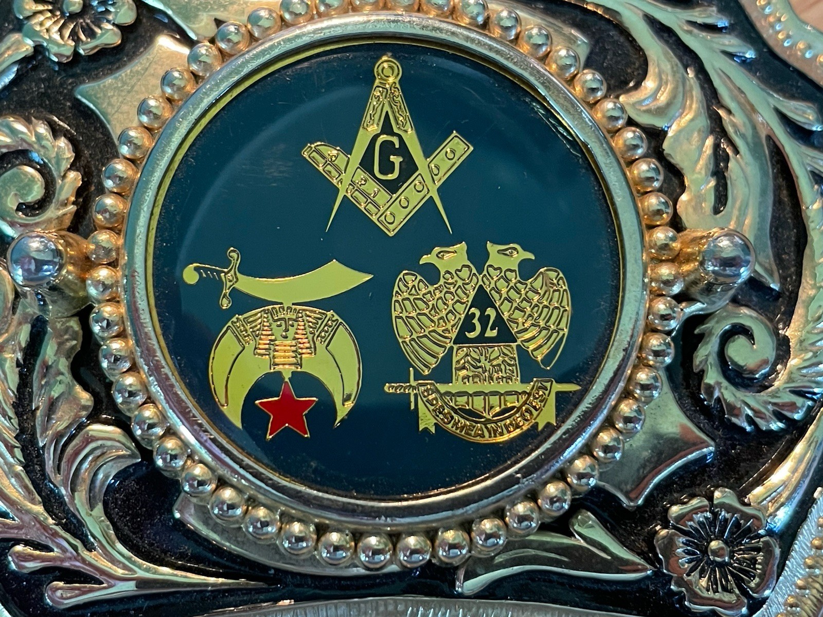 Vintage Masonic 32nd Degree Freemasons Belt Buckle