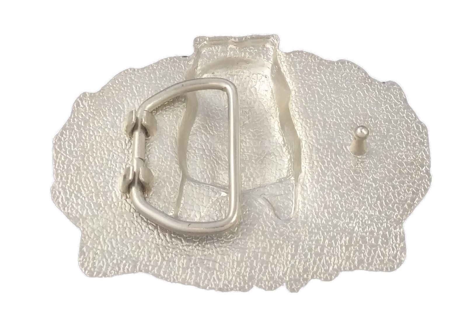 BELT BUCKLE – SKULL & GUNS METAL – 4&Prime; x 3&Prime;