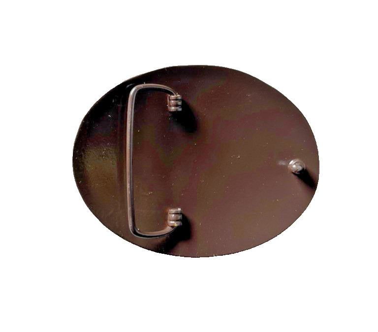 Western Belt Buckle 4.25 x 3.25 in Handcrafted Oval Engraved Brown Gold 2.25