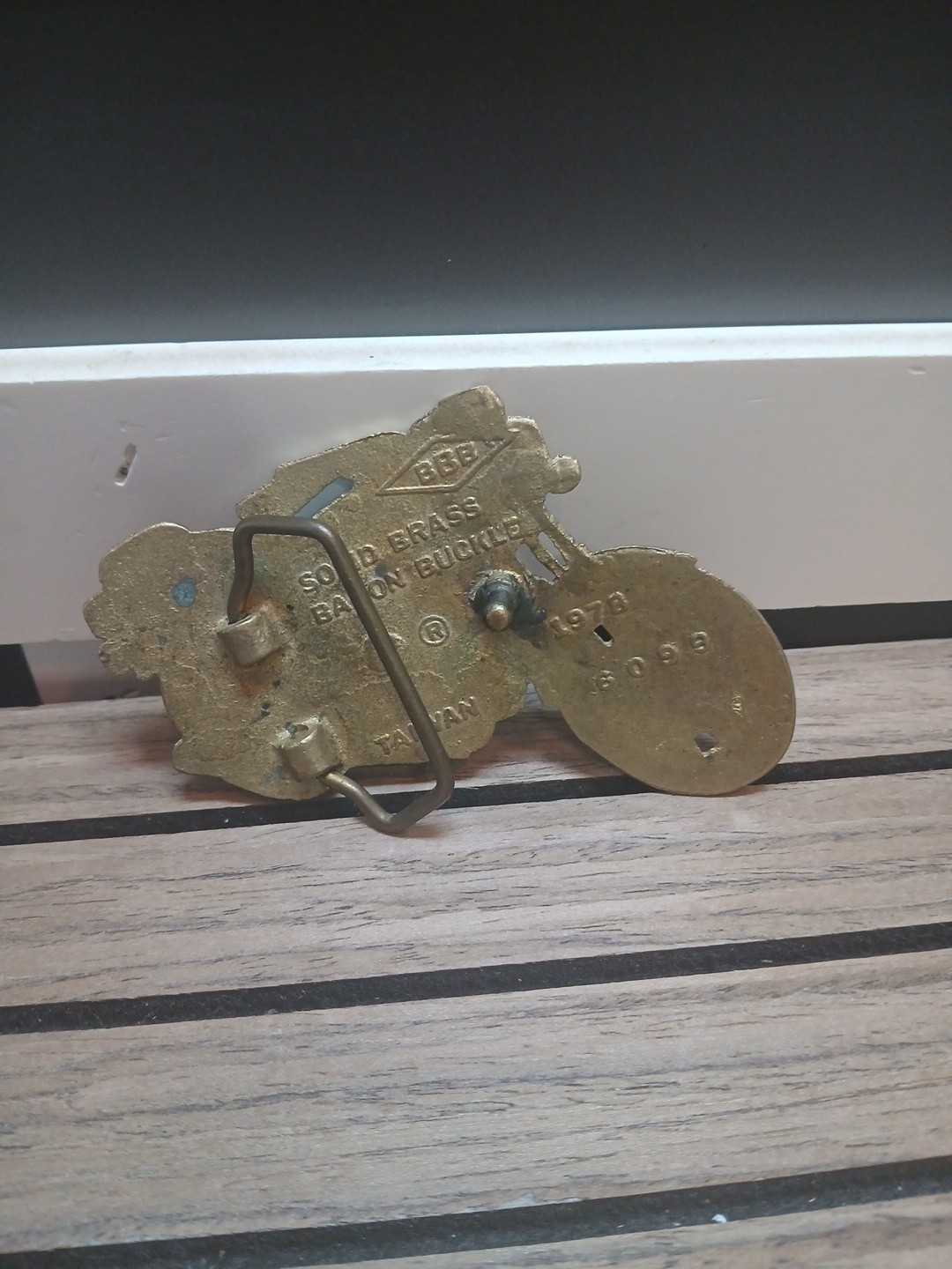 Motorcycle Belt Buckle BBB Baron Buckle Solid Brass 1978 Taiwan 6099 Vtg (WG)
