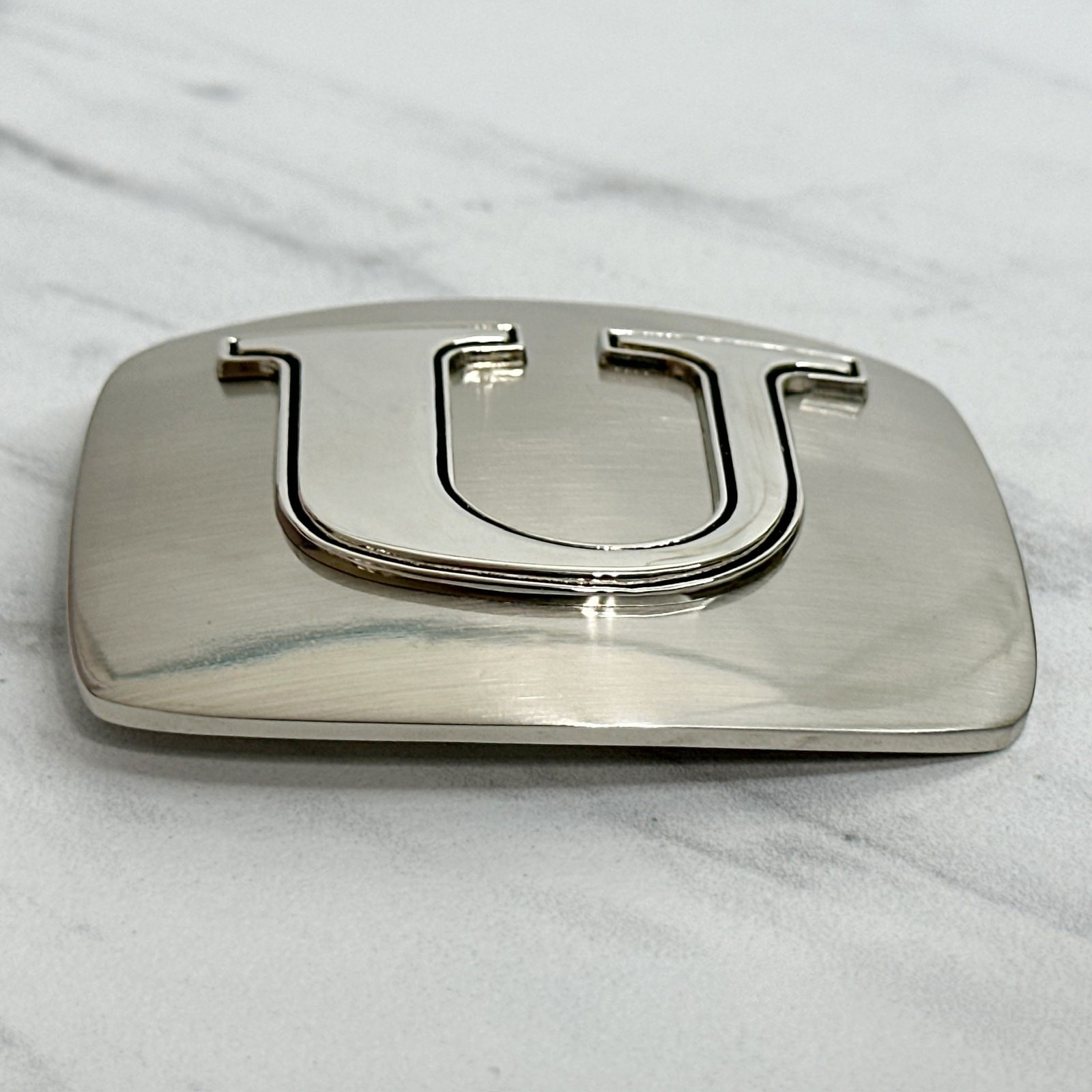 Letter U Initial Monogram Silver Tone Belt Buckle – 3.16&Prime; x 2.78&Prime;
