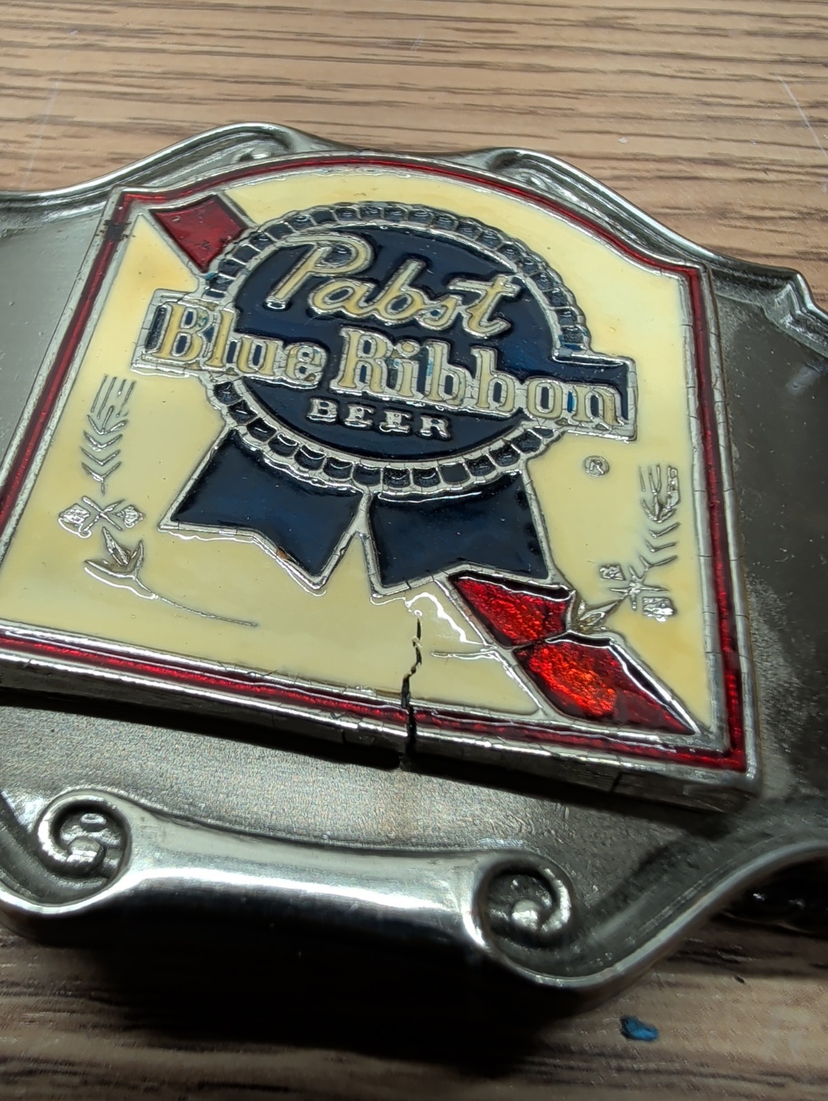 Rare Vintage Pabst Blue Ribbon Beer Belt Buckle Brewery Bar Advertising READ